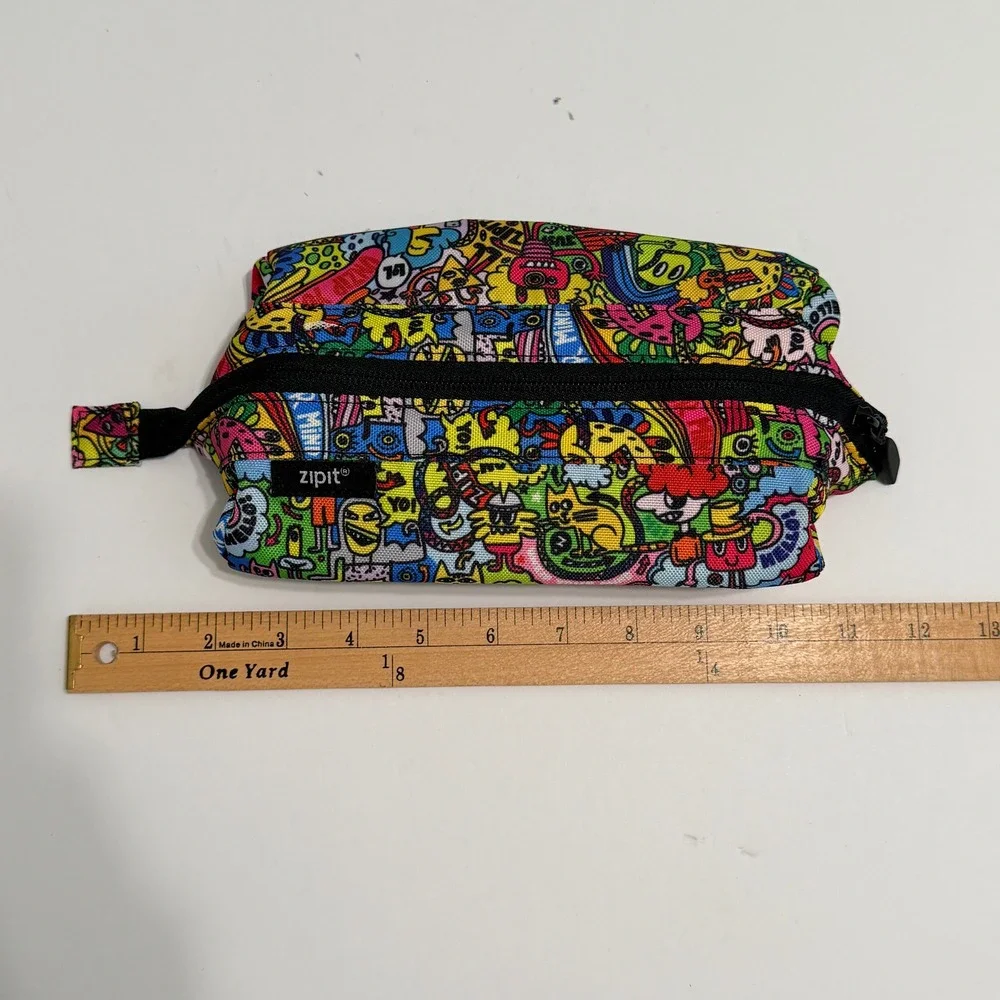 Zipit Pencil Box Doodle Monster Print One Size Multi Color School Case